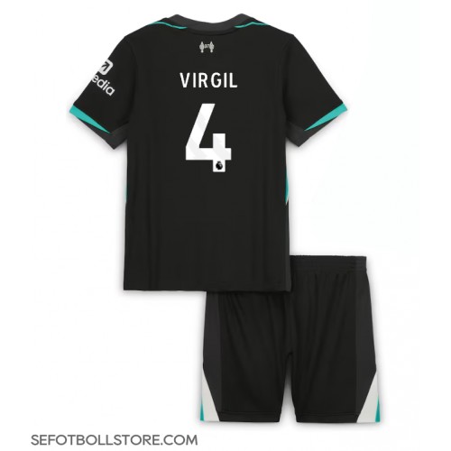 Liverpool Virgil van Dijk #4 Replika babykläder Bortaställ Barn 2024-25 Kortärmad (+ korta byxor)